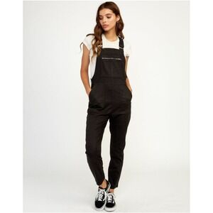 RVCA Peace Mission Woven Overall Slim Tapered Leg Ankle Black Small